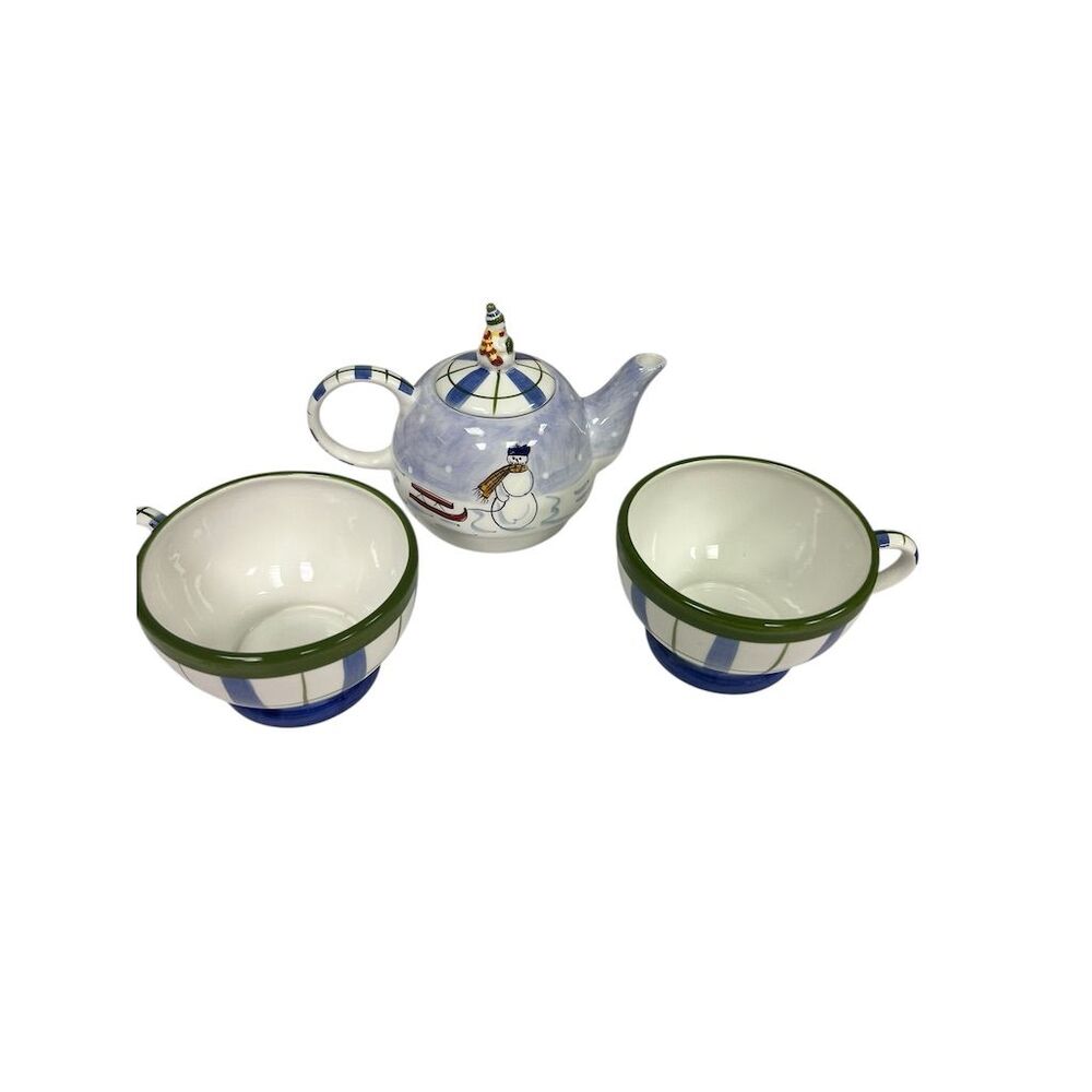 Mesa International Snowman Teapot Set with 2 Cups Winter Theme